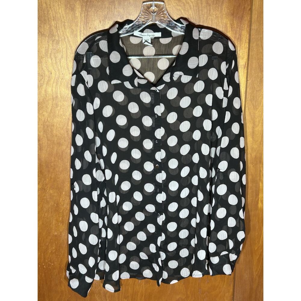 American Rag Black Polka Dot Button Up Long sleeve Size 3x